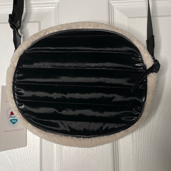 NWT PAJAR Circle Sherpa Faux Shearling Nylon Puffer Crossbody Handbag